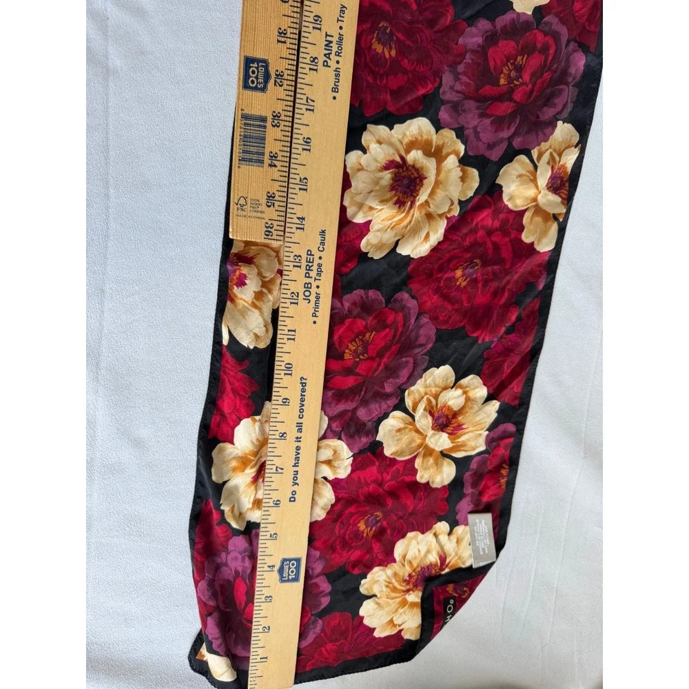 Echo Silk Scarf Red Burgundy Cream Floral Peony Print Oblong Neck floral luxury